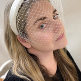 Emmy Slim Ivory Padded Birdcage Veil Headband