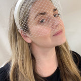 Emmy Slim Ivory Padded Birdcage Veil Headband