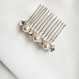 Silver Artemis Slim Crystal and Pearl Star Bridal Comb - Sample Sale