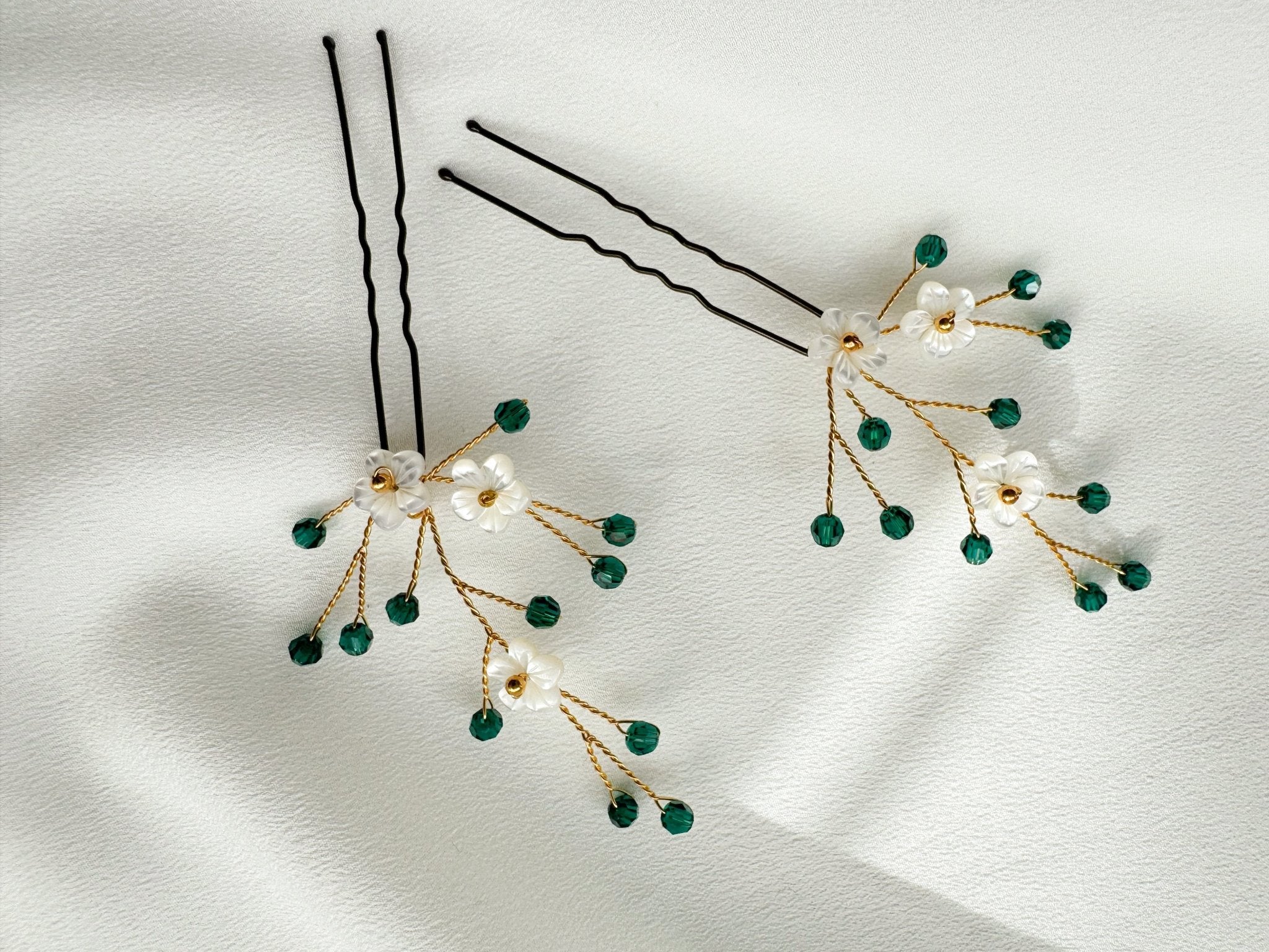 Coralie Crystal Flower Hairpins - Sample Sale