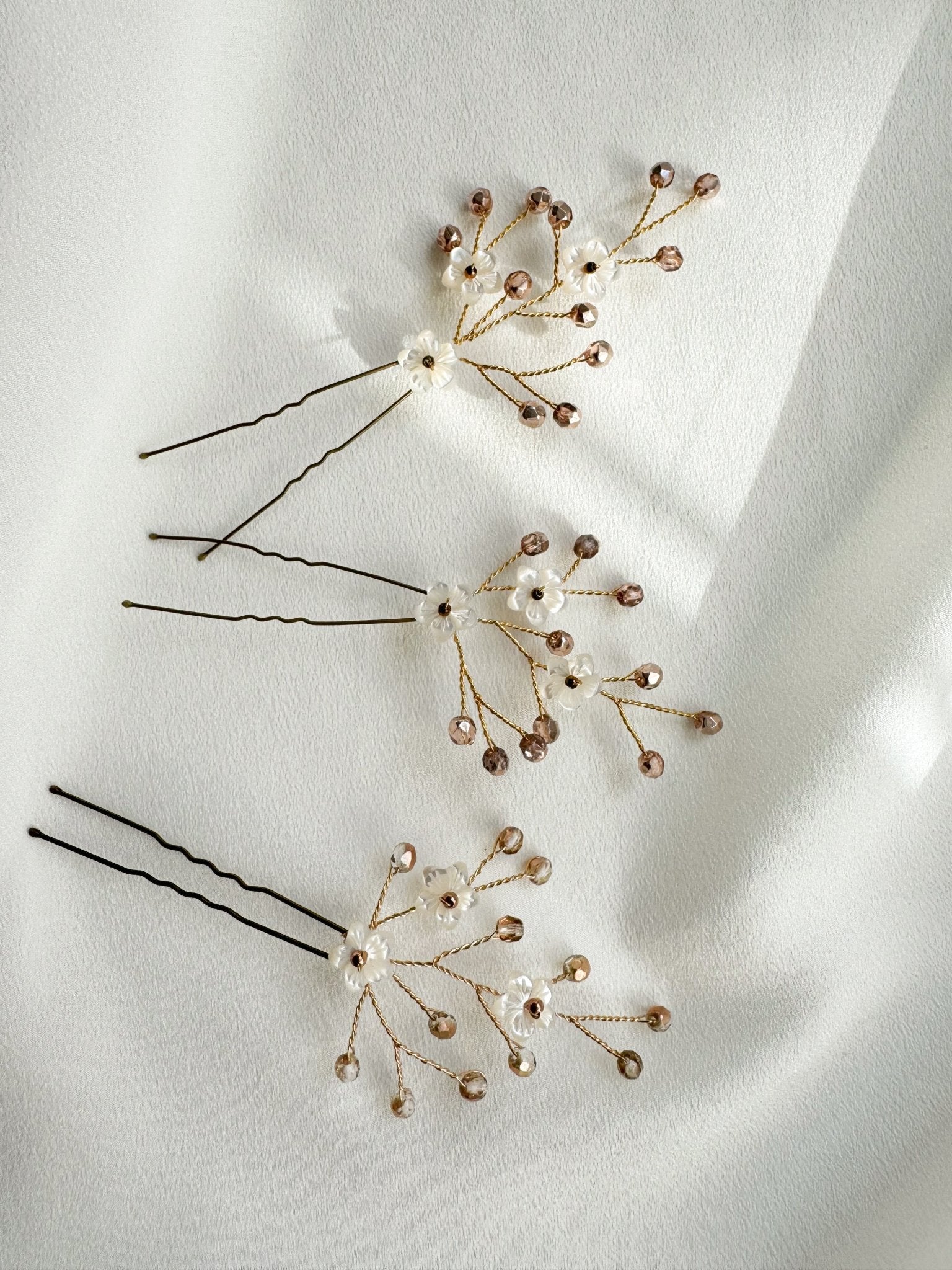 Coralie Crystal Flower Hairpins - Sample Sale