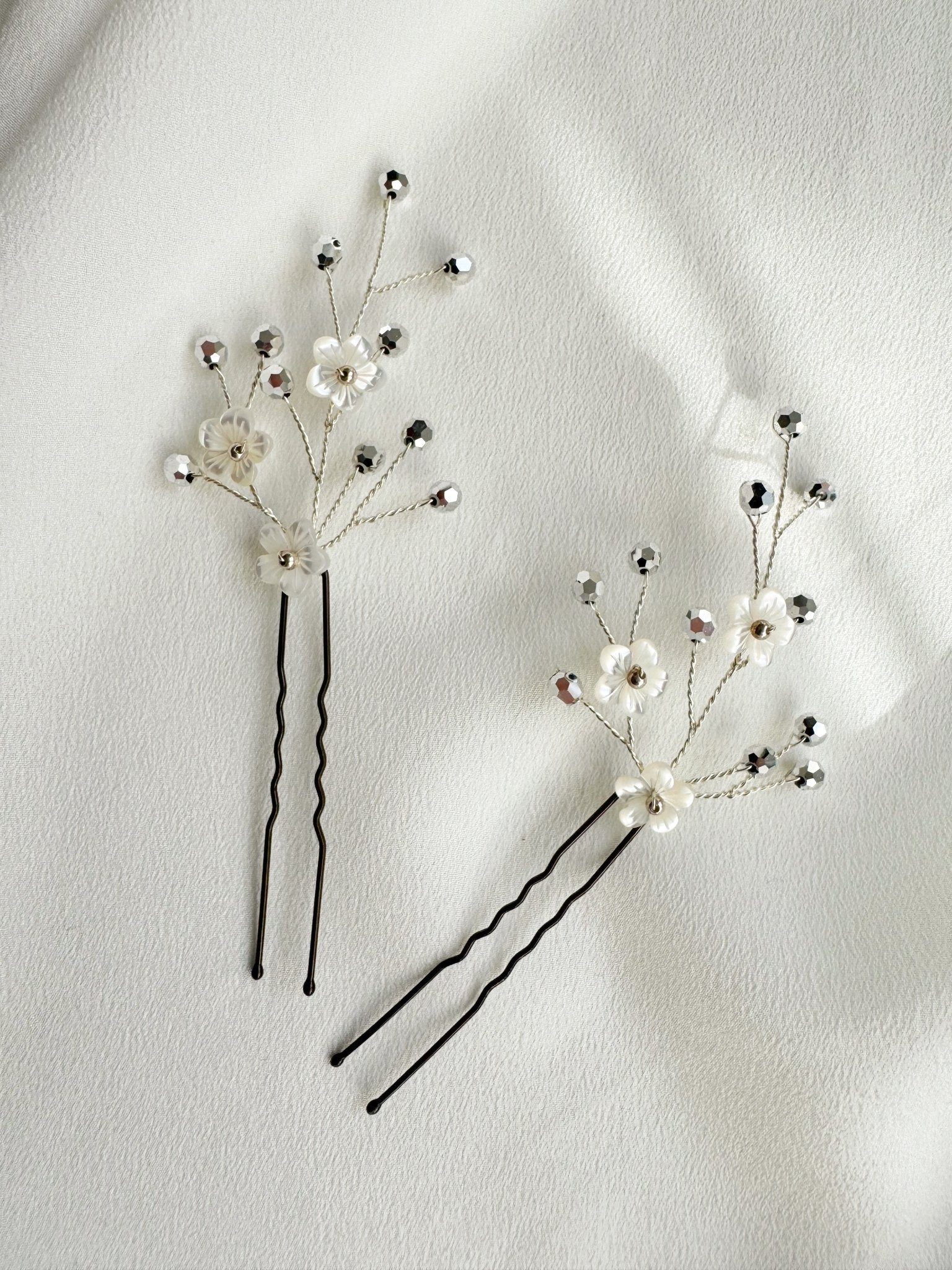 Coralie Crystal Flower Hairpins - Sample Sale