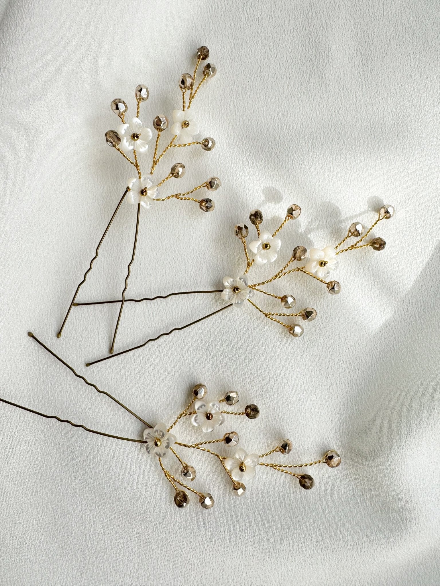 Coralie Crystal Flower Hairpins - Sample Sale