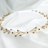 Gold Elizabetta Flower Crown Wedding Headband - Sample Sale