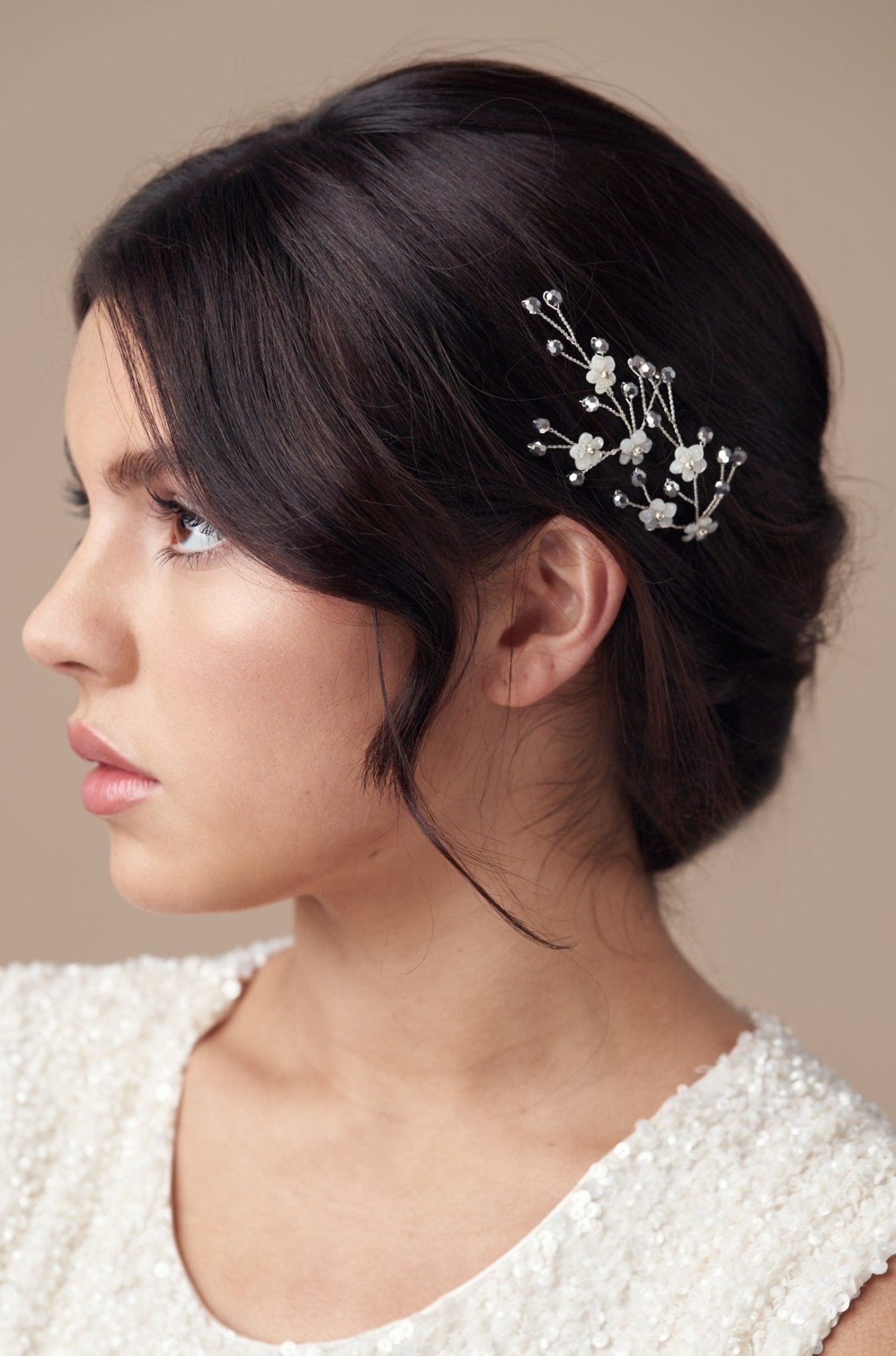 Silk Flower Hair Pins for Bridal Braid - Genevieve Rose Atelier